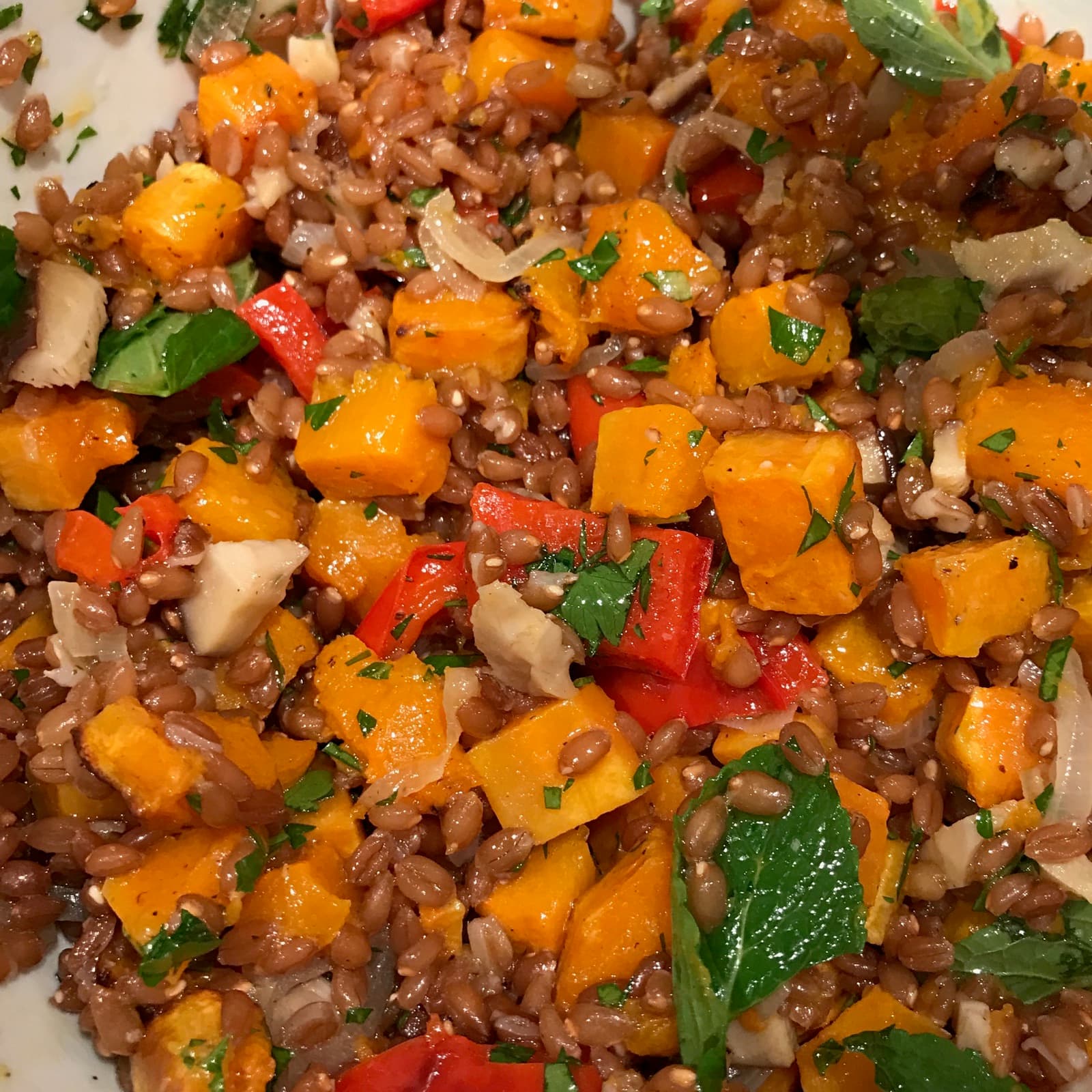 Butternut Squash, Mushrooms, and Farro