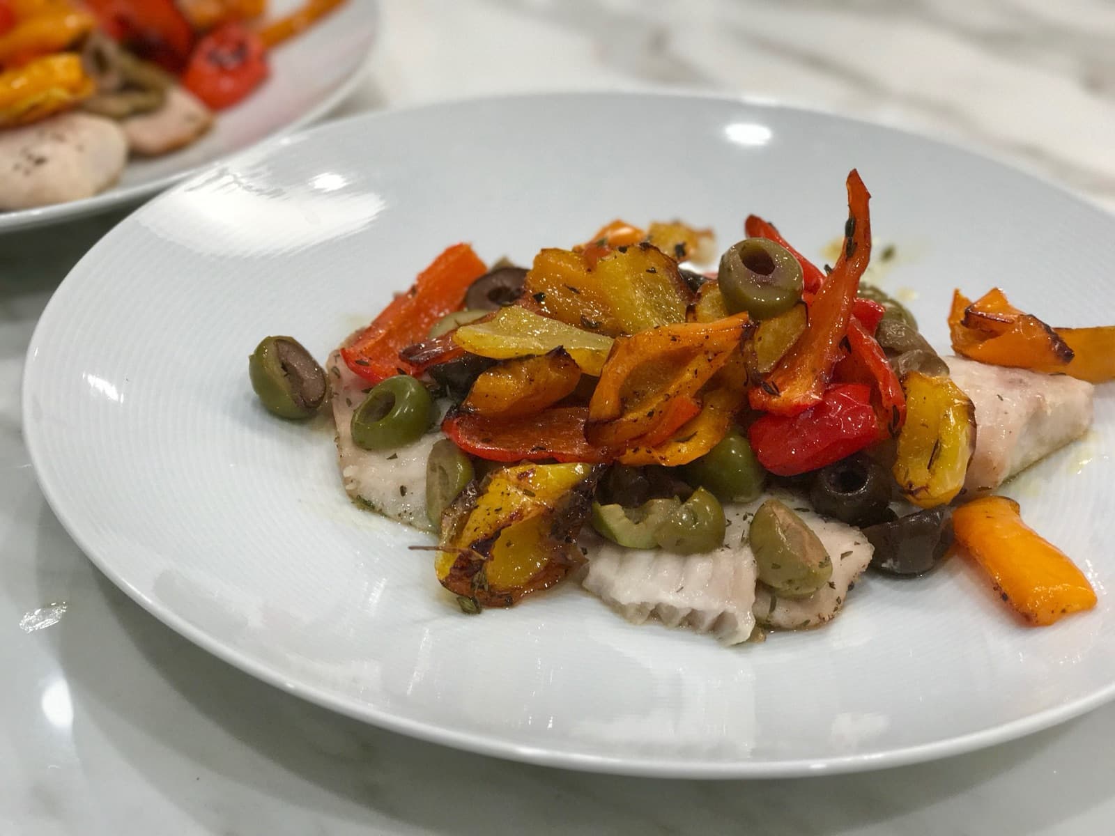 Tilapia with Peppers and Olives